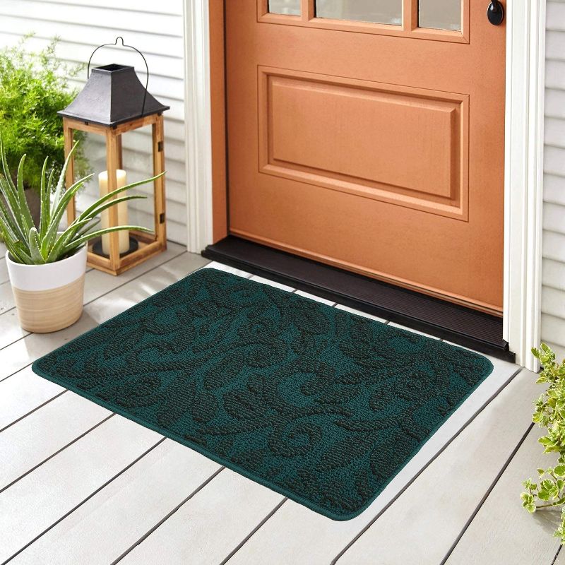 Photo 1 of Door mat Outdoor Indoor Home Mat Non Slip Waterproof Washable Quickly Absorb Moisture and Resist Dirt Rugs for Door Entrance, Kitchen, Flat and Office (17" x 30", Leaves 13)