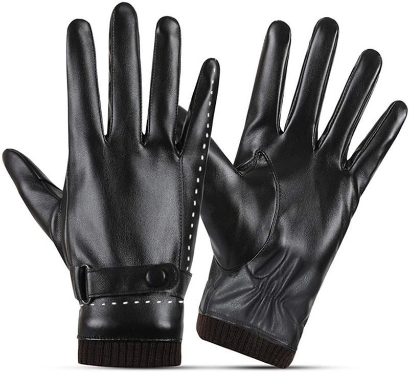 Photo 1 of SANKUU Women Leather Gloves, Fleece Lined Winter Warm Gloves with Full-Hand Touchscreen