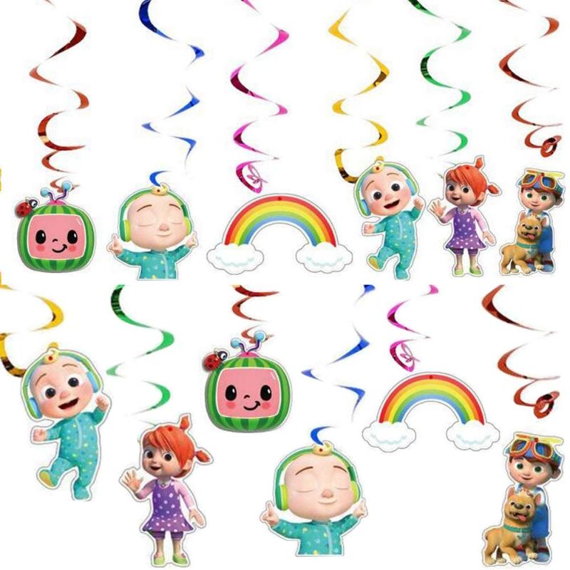 Photo 1 of Cocomelon Party Decorations Hanging Swirls Ceiling Streamers (18 PCS)