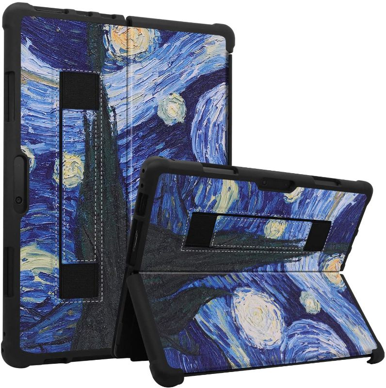 Photo 1 of HoYiXi Case for Microsoft Surface Pro X Protective Cover with Kickstand Hand Strap and Shoulder Strap Shockproof Case for Microsoft Surface Pro X - Starry Night