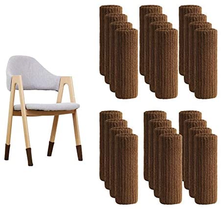 Photo 1 of Chair Socks, Knitting Chair Leg Floor Protectors No Slipping Scratch Noise Elastic Furniture Feet Cover Washable Reusable for Tile Wood Ceramic Floor (24 Pcs, Coffee)