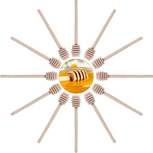 Photo 1 of 12Pcs Honey Dipper Sticks Natural Wood Portable Wooden Honey Server for Honey Jar Dispense Drizzle Honey, 6 inch