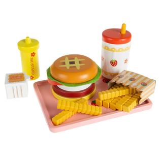 Photo 1 of Hey! Play! (HEYPO) Fast Food Meal Playset - Kid's Dinner Tray with Cheeseburger, Drink, Fries, Ketchup, and Mustard