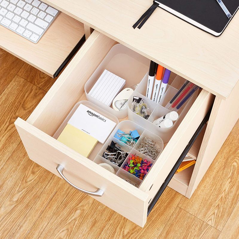 Photo 1 of Amazon Basics Stackable Desk Drawer Organization Set, Frosted - 3 Pack