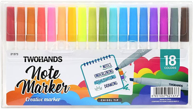 Photo 1 of TWOHANDS Highlighters, Mild Note Taking Pens,Creative Chisel Tip Markers, 18 Assorted Pastel Colors, 21366, 21373