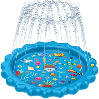 Photo 1 of COOLKESI Upgrade Thicken Splash Pad Water Sprinkler for Kids, 68" Inflatable Water Mat Toys for Toddlers, Summer Outdoor Wading Pool with Fun, Backyard Learning Play Mat for Age 3-12 Boys Girls