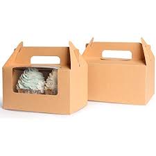 Photo 1 of Yotruth Brown Cupcake Box 2 Holders?25Packs?,6.2 x 3.5 x 3.5 inch, Cupcake Carrier with Insert and Display Window Goodies Favor Candy Treat Boxs Muffin Carry Container