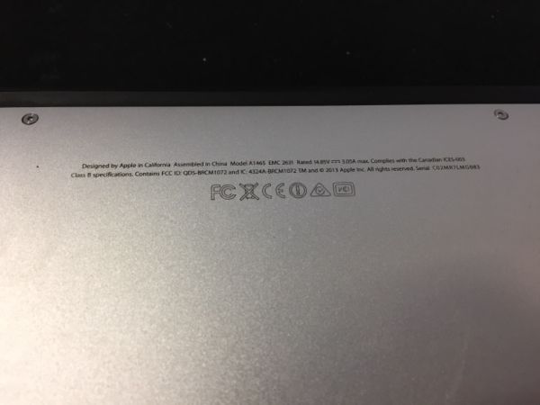Photo 1 of MACBOOK AIR MODEL A1465 (MISSING CHARGER, MINOR SCARTCHES ON ITEM)