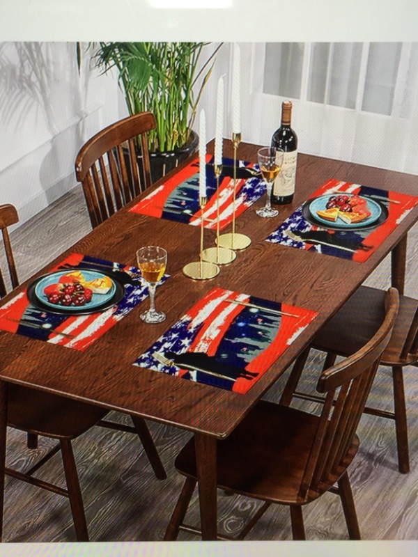 Photo 1 of ASPMIZ 4 PCS COTTON INDEPENDENCE DAY FOURTH OF JULY PLACEMATS