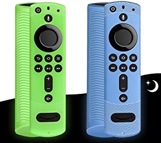 Photo 1 of 2 Pack Luminous Effect Remote Cover with Lanyard for Fire TV Stick 4K Shockproof Silicone Remote Case for Fire TV Cube/Fire TV (3rd Gen) Compatible with All-New 2nd Gen Remote Control