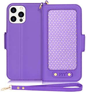 Photo 1 of FYY Case Compatible with iPhone 12/12 Pro 5G 6.1", [Kickstand Feature] Luxury PU Leather Wallet Case Flip Folio Cover with [Card Slots][Wrist Strap][Note Pocket] for iPhone 12/12 Pro 5G 6.1" Purple