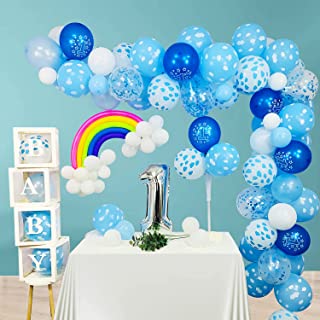 Photo 1 of 1st Birthday Decorations for Boys 102 PCS, Blue Happy Birthday Balloons Garland Arch Kit Number 1 Silver Foil Mylar Balloon, Colorful Long Balloons for Rainbow Party By SWEETSMILE