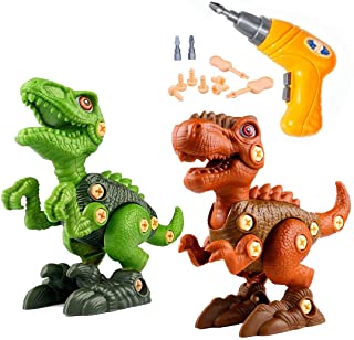 Photo 1 of BESOO Take Apart Dinosaur Toys with Electric Drill, 2 Pack Dino Set Kids Learning Toys Include T-Rex and Velociraptor,DIY STEM Gift for Boys and Girls