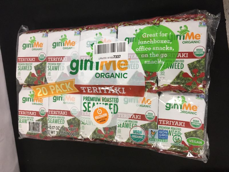 Photo 1 of 20 PACK OF gimMe Organic Roasted Seaweed Sheets - Teriyaki - 20 Count - Keto, Vegan, Gluten Free - Great Source of Iodine and Omega 3’s - Healthy On-The-Go Snack for Kids & Adults
