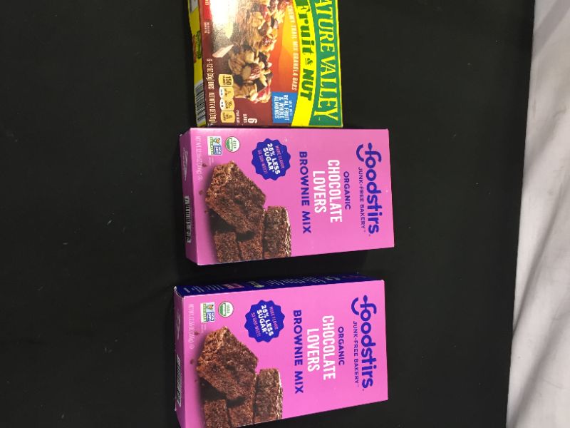 Photo 1 of Foodstirs Junk-Free Bakery, Organic Chocolate Lovers Brownie Mix | 25% Less Sugar | Dairy Free |12.55 oz 2 PACK AND GRANOLA BARS 