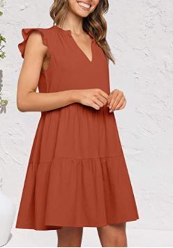 Photo 1 of Clarisbelle Women Summer V Neck Ruffle Sleeve Flowy Dress
