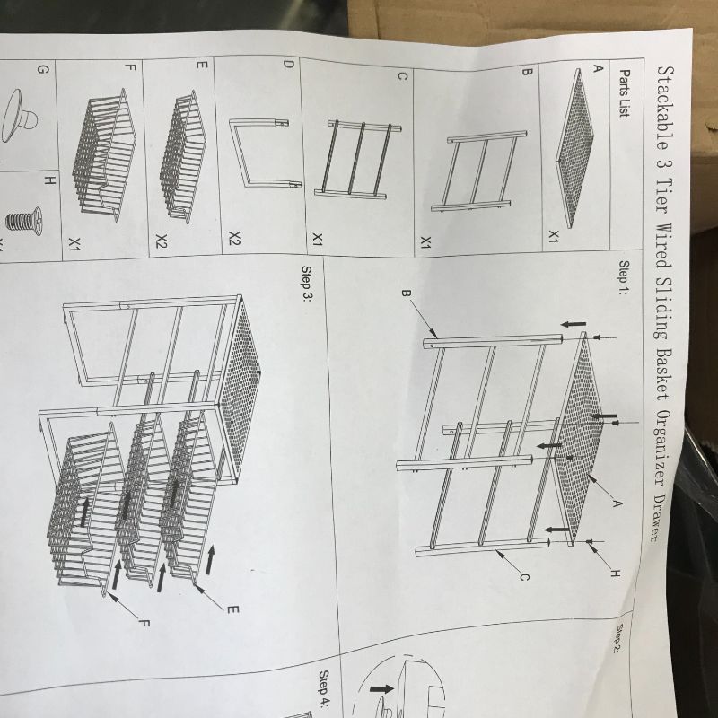 Photo 4 of  3-Tier Stackable Organizer Baskets with Metal Sliding Drawers for Pantry, Under The Sink, Desktop Organizer for Bathroom,Kitchen, Office 