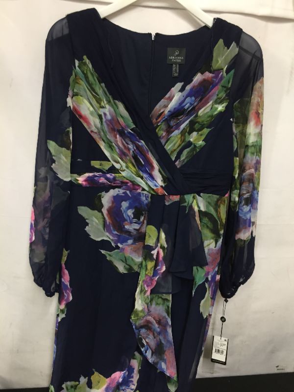 Photo 2 of Adrianna Papell V-Neck Ruched Long Sleeve Zipper Back Floral dress size 14