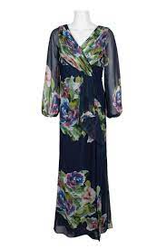 Photo 1 of Adrianna Papell V-Neck Ruched Long Sleeve Zipper Back Floral dress size 14