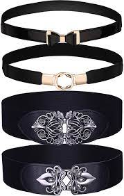 Photo 1 of Chuangdi 4 Pieces Women Vintage Waist Belt Elastic Cinch Belt Stretch Retro Waistband for Women Girl Costume Accessory (Style Set 1) (MINOR DAMAGES TO BOX)