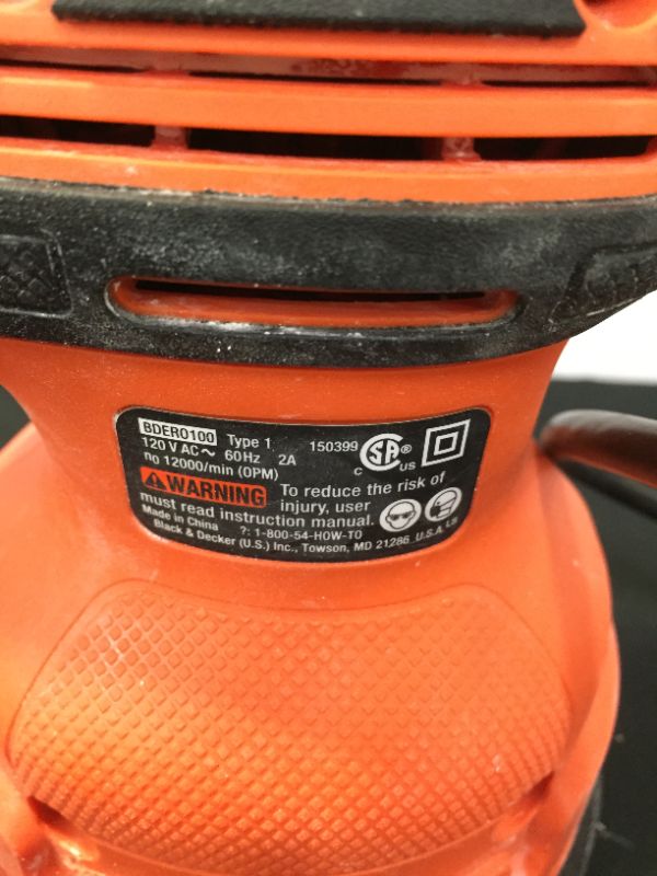 Photo 5 of 
BLACK+DECKER Random Orbit Sander, BDER0100 (MISISNG PIECE TO ITEM, MAJOR PAINT STAINS ON ITEM INDICATE MAJOR USE)