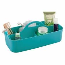 Photo 1 of  mDesign Plastic Bathroom Storage Organizer Caddy Tote, X-Large - Teal Blue