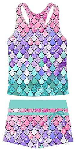 Photo 1 of Belovecol Girls Swimsuits Two Piece Tankini Bathing Suits Boyshort Summer Beach Rash Guard Swimwear for 4-5T
