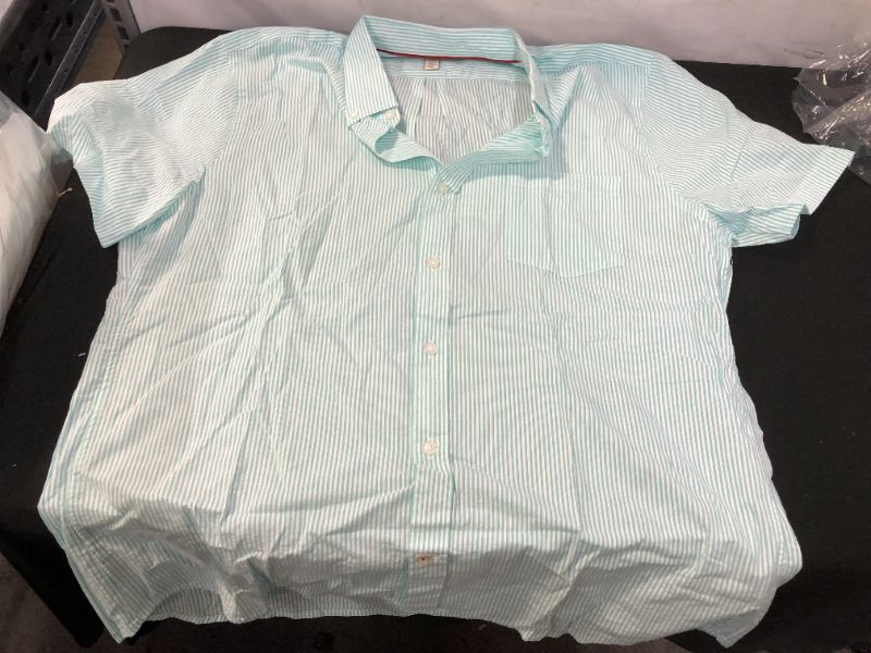 Photo 1 of MENS XL SLIM FIT BUTTON DOWN MINT GREEN/WHITE STRIPE COLLAR SHIRT