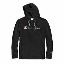 Photo 1 of Champion Men's Long Sleeve T-Shirt Hoodie, Script Logo SMALL
