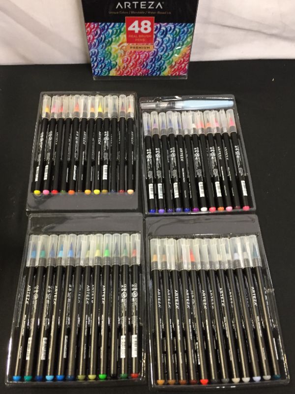 Photo 1 of ARTEZA 48 REAL BRUSH PENS (WARE ON ITEM IDNICATE PRIOR USE)