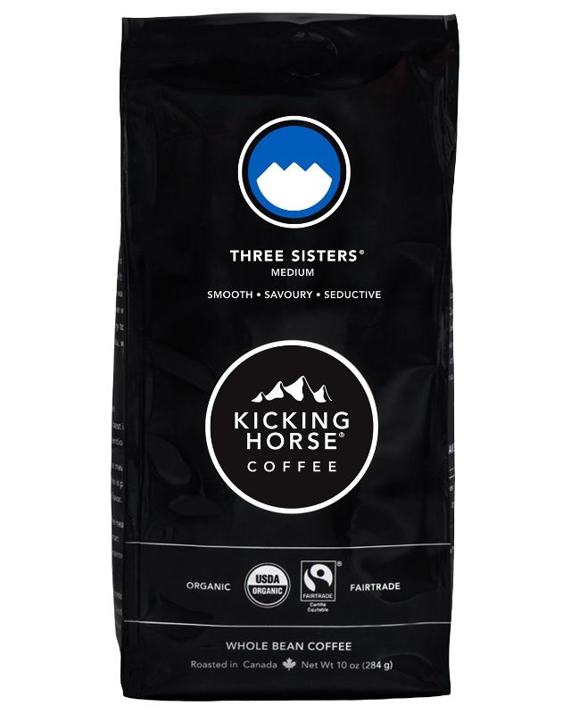 Photo 1 of 2 pack - Kicking Horse Coffee, Three Sisters, Medium Roast, Whole Bean, 10 Oz - Certified Organic, Fairtrade, Kosher Coffee EXP NOV 17 21