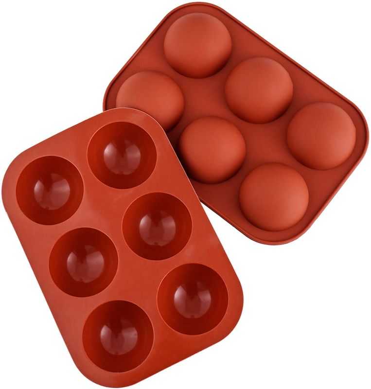 Photo 1 of 6 pack of 2 Packs Silicone Molds, Medium 6 Holes Semi Sphere Chocolate Molds, BPA Free Silicone DIY Baking Mold for Making Hot Chocolate Bombs, Cake, Jelly, Dessert, Dome Mousse, Candy, Pudding, Handmade Soap