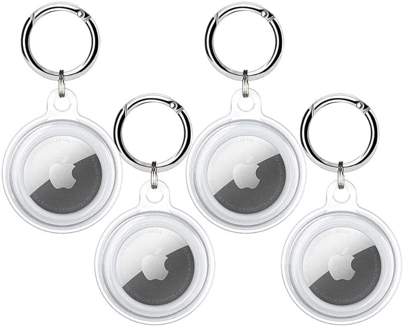 Photo 1 of 2 PACK - Clear Case for Airtags with Keychain, Soft TPU Full Protector Cover for Apple Air Tag, Waterproof Anti Scratch Itag Necklace of Key Finder, Ape Tracker Accessories Holder with Key Ring - 4 Pack