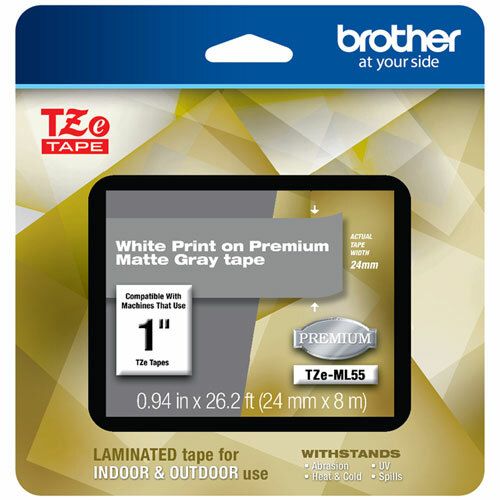 Photo 1 of Brother P-Touch TZe-ML35 White Print on Premium Matte Gray Laminated Tape 
