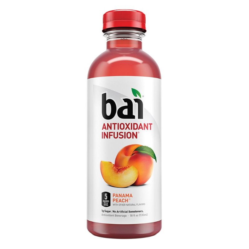 Photo 1 of  Bai Flavored Water, Panama Peach, Antioxidant Infused Drinks, 18 Fluid Ounce Bottles, 12 Count EXP- AUG-19-2022
