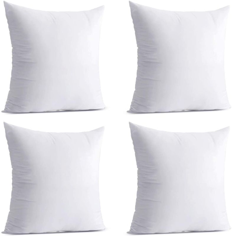 Photo 1 of 4 Packs 16 x 16 Pillow Inserts, Hypoallergenic 16 inches Square Cushion Pillow Filler, Decorative Couch Pillows Stuffer