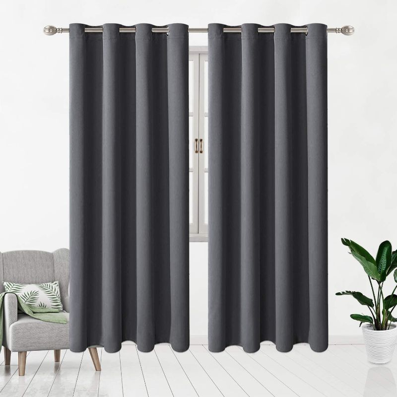 Photo 1 of Dark Grey Blackout Curtains Set Of 2 52 inch 52W 63L