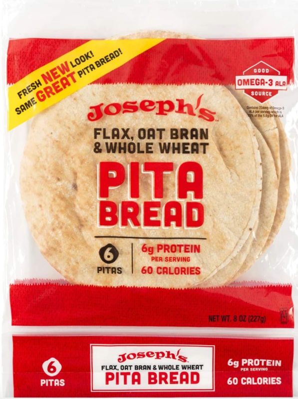 Photo 1 of Josephs: Flax, Oat Bran & Whole Wheat Flour Pita Bread, 8 Oz Expired June 28 2022