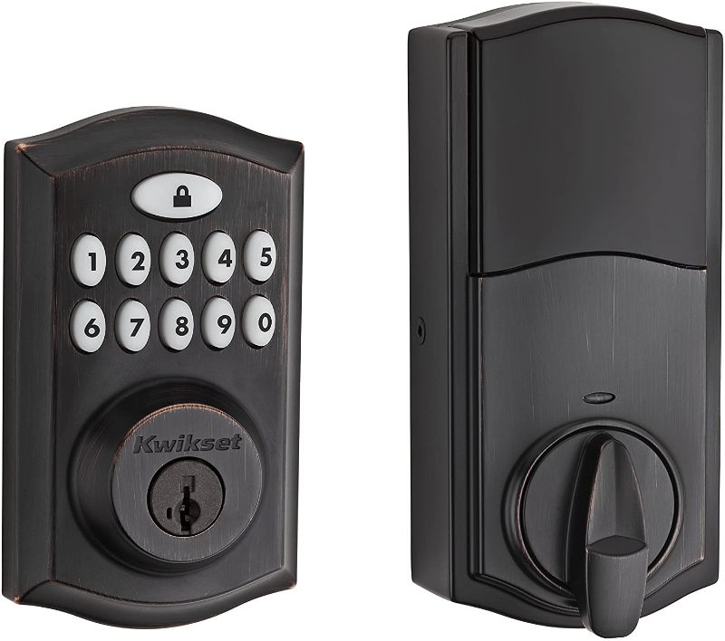 Photo 1 of Kwikset 99130-003 SmartCode 913 Non-Connected Keyless Entry Electronic Keypad Deadbolt Door Lock Featuring SmartKey Security, Traditional Venetian Bronze
