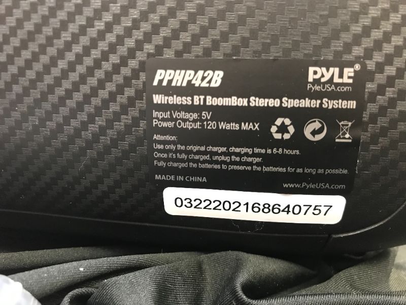 Photo 2 of Wireless Portable Bluetooth Boombox Speaker - 500W Rechargeable Boom Box Speaker Portable Barrel Loud Stereo System with AUX Input, USB/SD, 1/4" in, Fm Radio, 4" Subwoofer, DJ Lights - Pyle PBMKRG155
