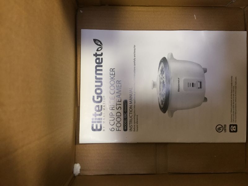 Photo 4 of  Elite Gourmet 6-Cup Rice Cooker with Steam Tray - white