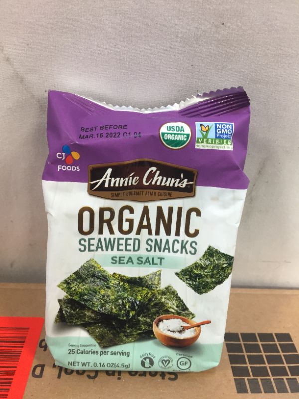 Photo 1 of Annie Chun's seaweed snacks sea salt - mar-16-2022