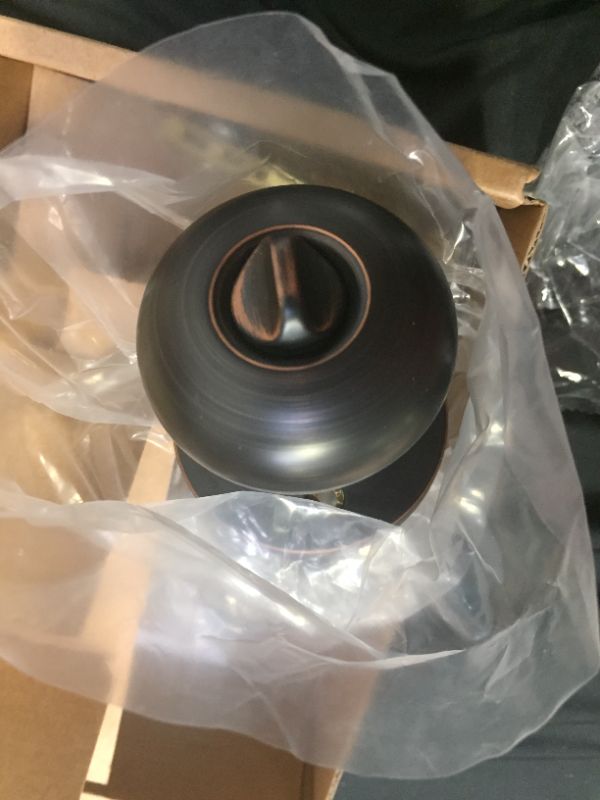 Photo 3 of Basics Exterior Door Knob With Lock Round Oil Rubbed Bronze