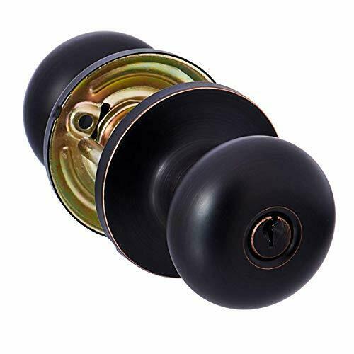 Photo 1 of Basics Exterior Door Knob With Lock Round Oil Rubbed Bronze