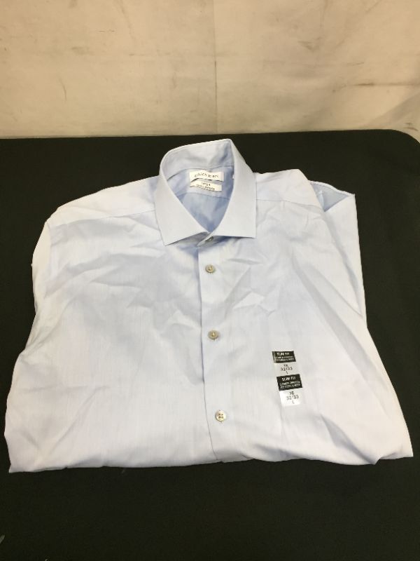 Photo 1 of Calvin Klein Men's Dress Shirt Slim Fit Non Iron Herringbone Spread Collar 16.5" 32"-33" Large 
