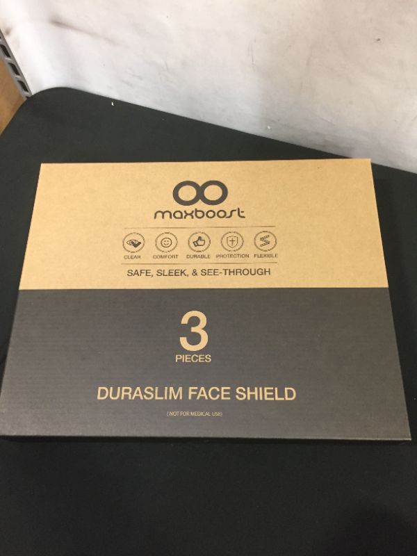 Photo 2 of Maxboost Protective Face Shield - 3 Pack Adult Size, DuraSlim Series 
