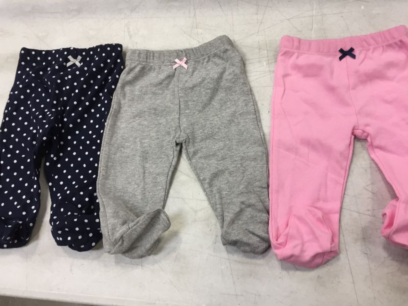 Photo 2 of Spasilk Baby Girls 3 Pack Cotton Footed Pants, Navy Dots, 3, Navy Dots, Size 3 mo to 12 lb 