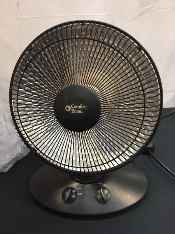 Photo 2 of Comfort Zone 700/1000-Watt Oscillating Parabolic Dish Radiant Electric Portable Space Heater , Black