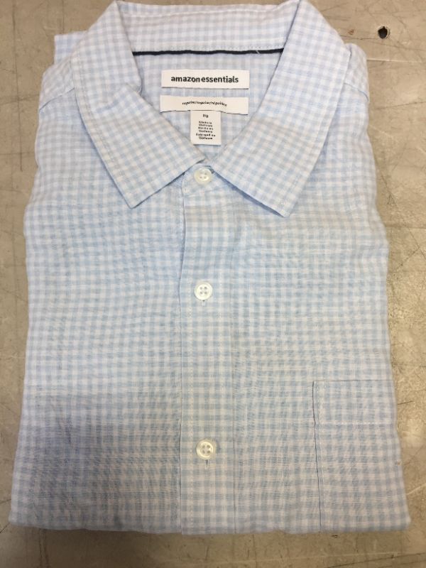 Photo 2 of AMAZON ESSENTIALS REGULAR SIZE LARGE SHORT SLEEVE BUTTON UP SHIRT FOR MEN 