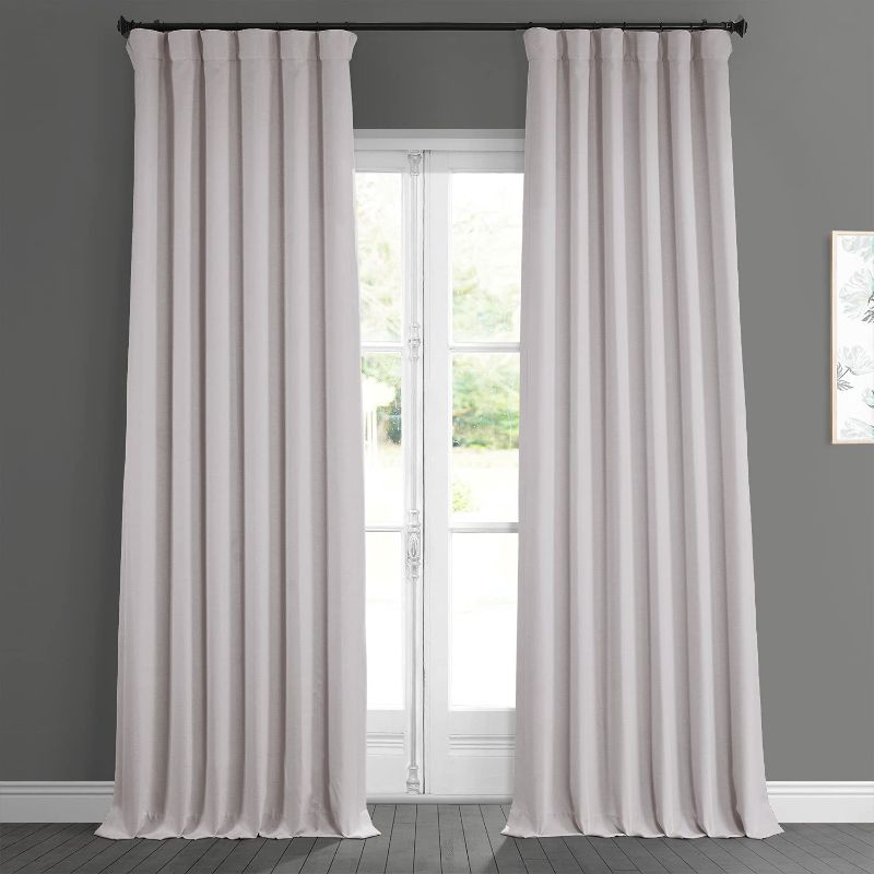 Photo 1 of Exclusive Fabric Furnishing Faux Linen Room Darkening Curtain (1 Panel), 50 X 84, Birch